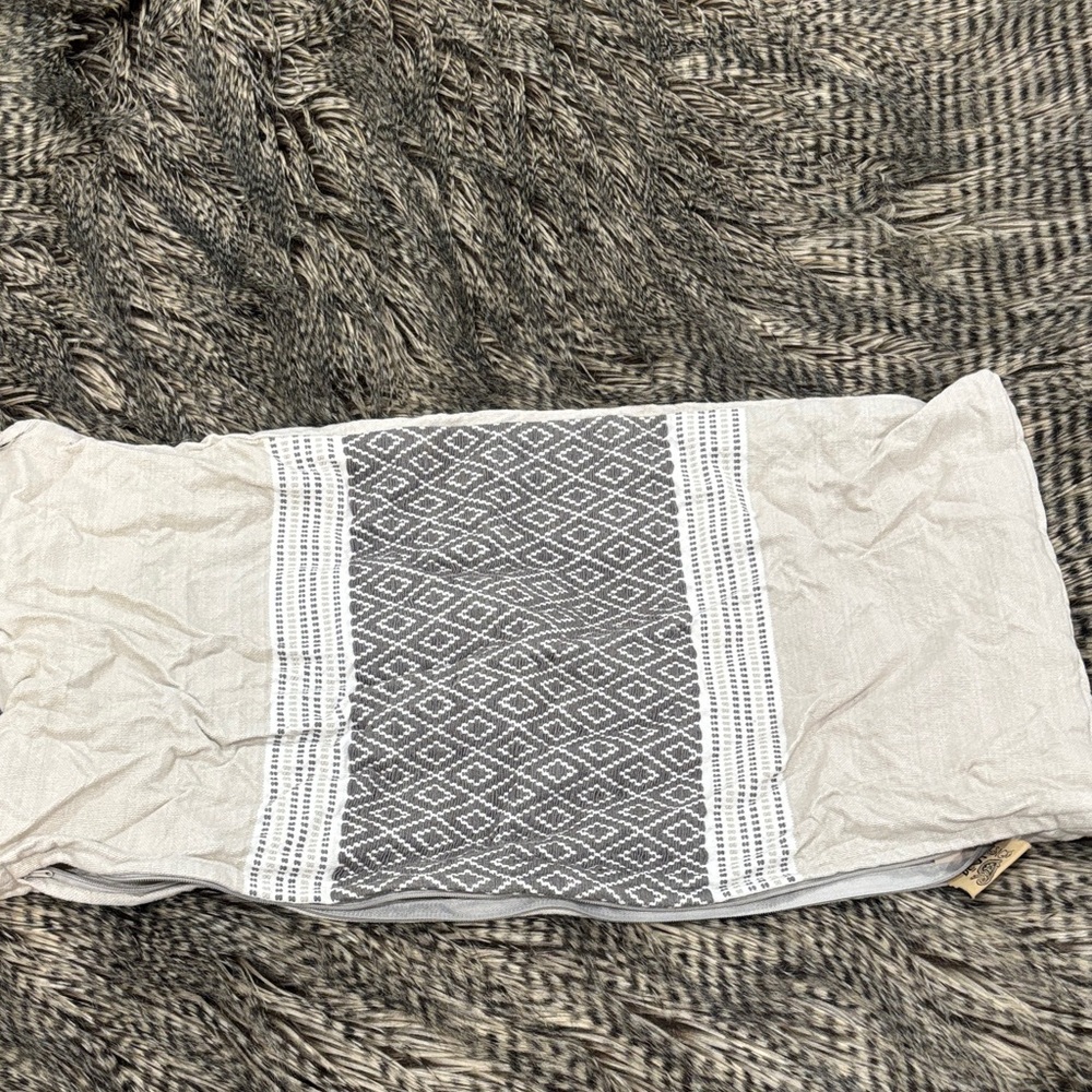 Gray and White Patterned lumbar pillow case